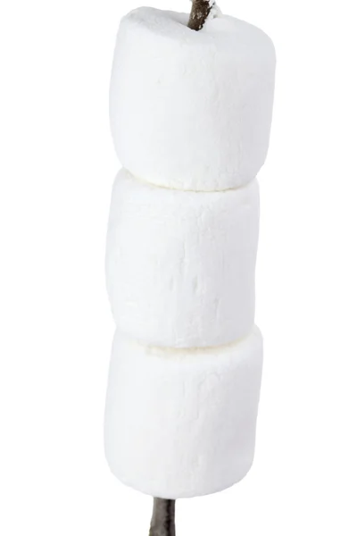 Three marshmallows in a stick — Stock Photo, Image