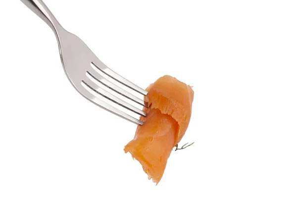 stock image Slice salmon on the fork