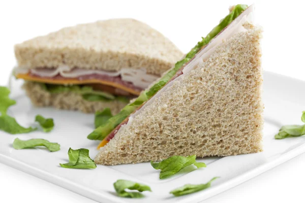 Jambonlu sandviç dilim — Stok fotoğraf