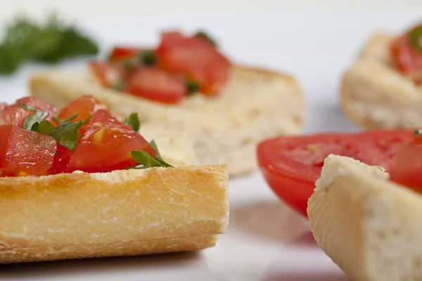 Close-up beeld van bruschetta brood Stockafbeelding
