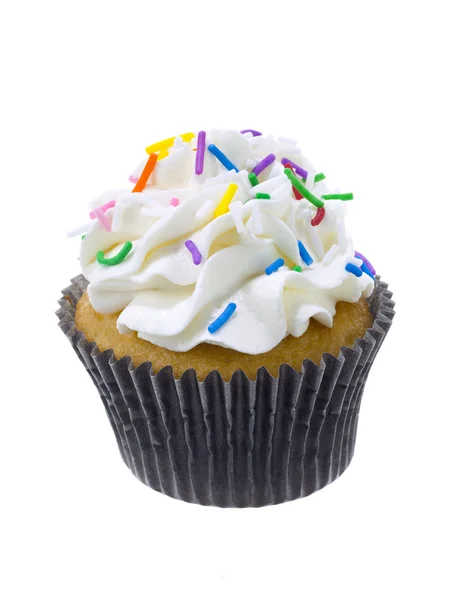 Vanille Cupcakes mit weißem Zuckerguss Stockbild