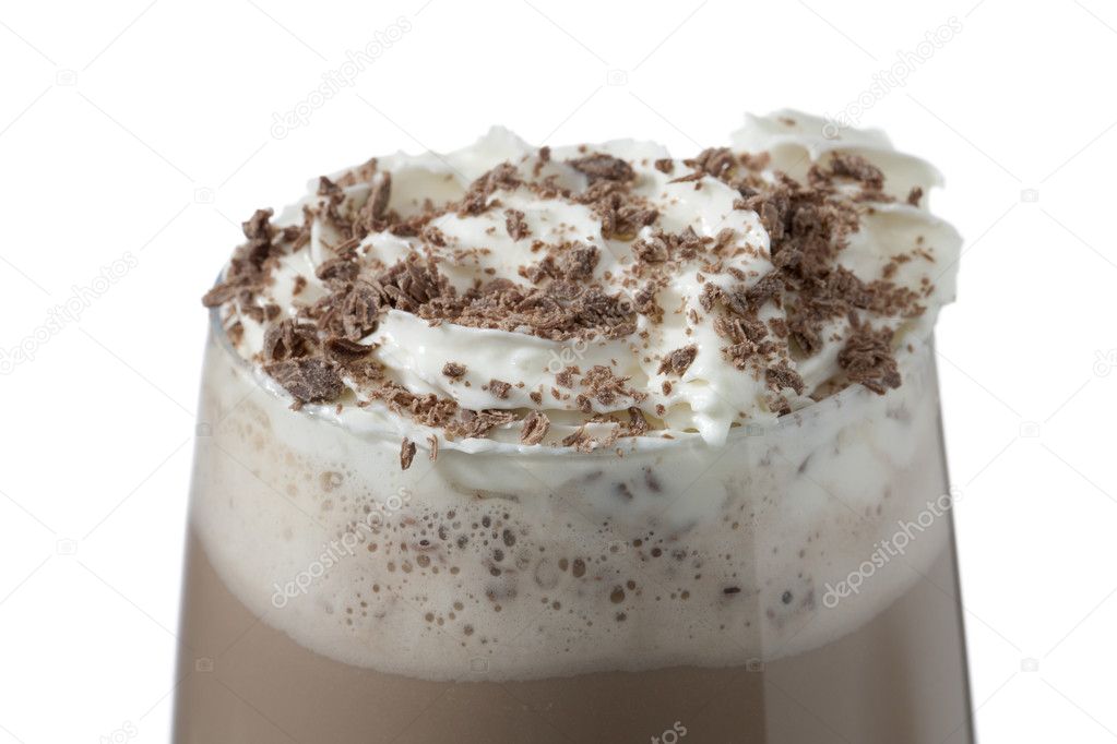 Chocolate milk shake with whipped cream and chocolate sprinkles — Stock