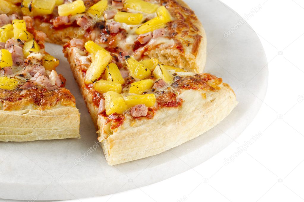 Cropped image of hawaiian pizza slices