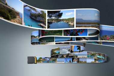 Vacation photos an SD card clipart