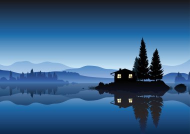 Islet in the lake clipart