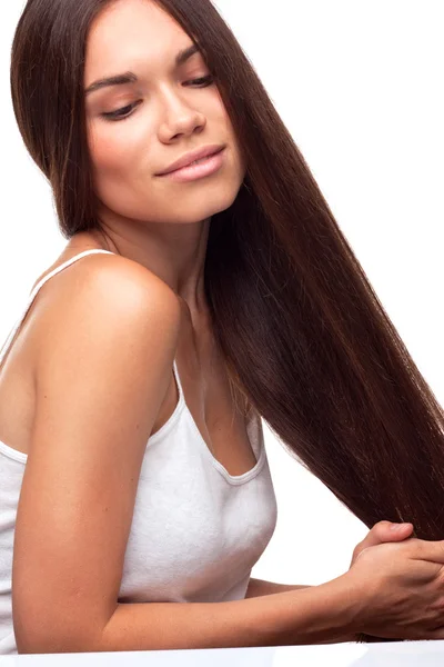 Beautiful pretty girl with long hair — Stock Photo, Image