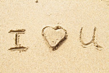 I love you written in sand clipart