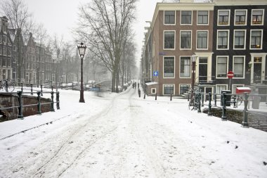 Snowy Amsterdam in the Netherlands clipart