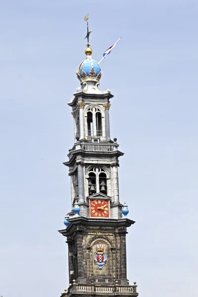 Toren van de westerkerk in amsterdam Nederland — Stockfoto