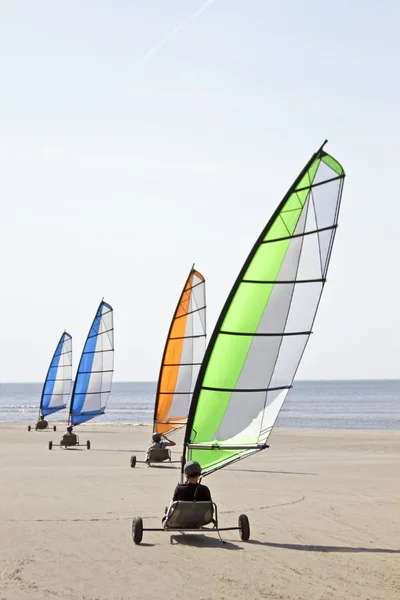 Sail carting at the north sea coast in the Netherlands — Stock Photo, Image