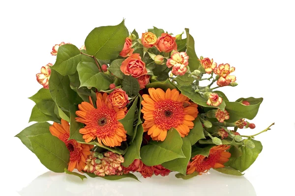 Ramo de flores de color naranja sobre un fondo blanco —  Fotos de Stock