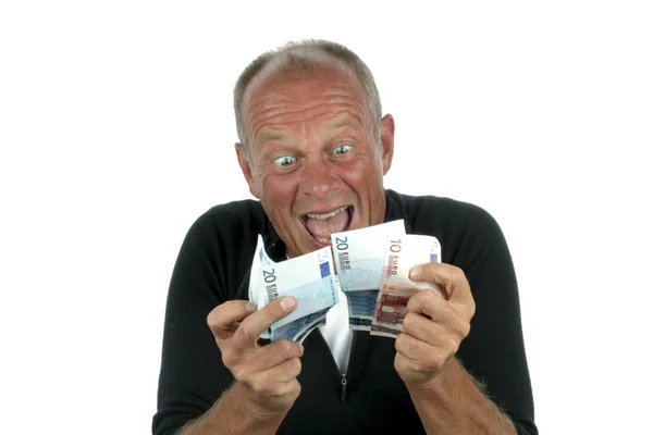 Muž naprosto nadšený, po vítězství lotery — Stock fotografie