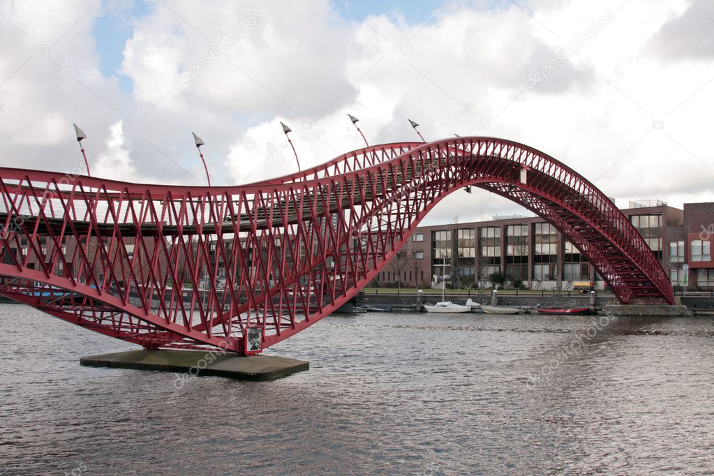 Pedestrian bridge in Amsterdam innercity in the Netherlands