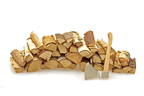 Wood blocks and an ax — Stock Photo, Image