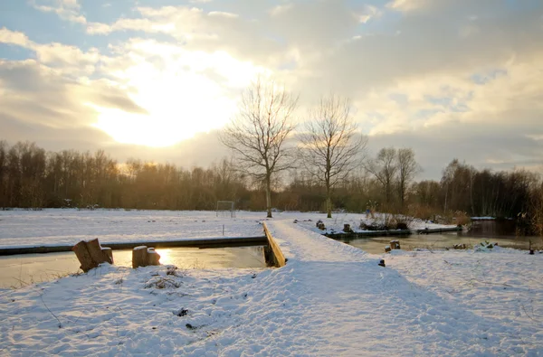Holenderski zimowy krajobraz — Zdjęcie stockowe