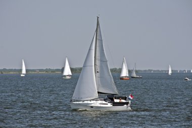 Sail yacht sailing on the Haringvliet in the Netherlands clipart