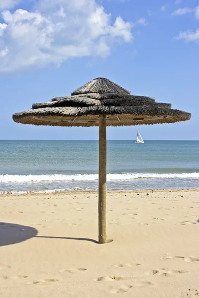 Slunečníky v létě na pláži — Stock fotografie