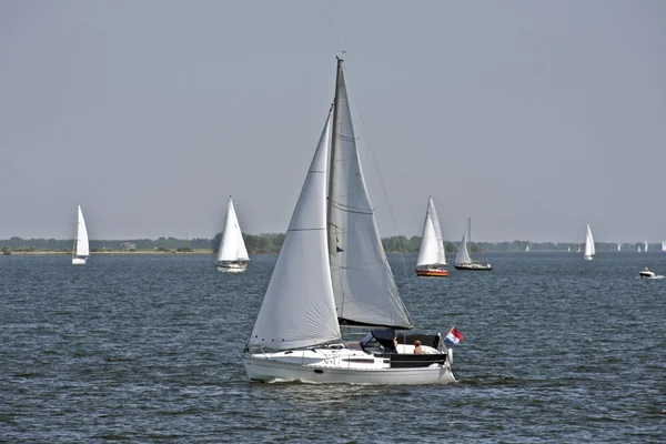 Sail jachtu plachtění na haringvliet v Nizozemsku — Stock fotografie