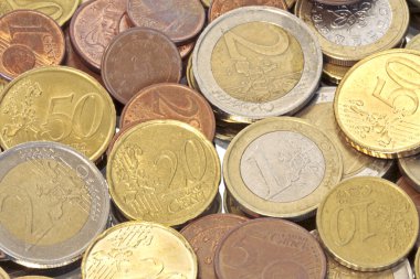 Euro coins,-ebilmek var olmak kullanılmış-arka plan olarak