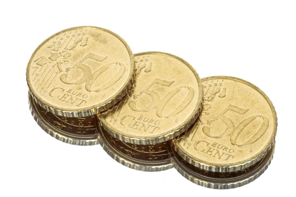 Pięćdziesiąt euro centów na białym tle — Zdjęcie stockowe