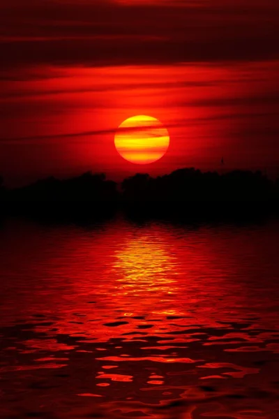 Zachód słońca w merwede rzeki w Holandii — Zdjęcie stockowe