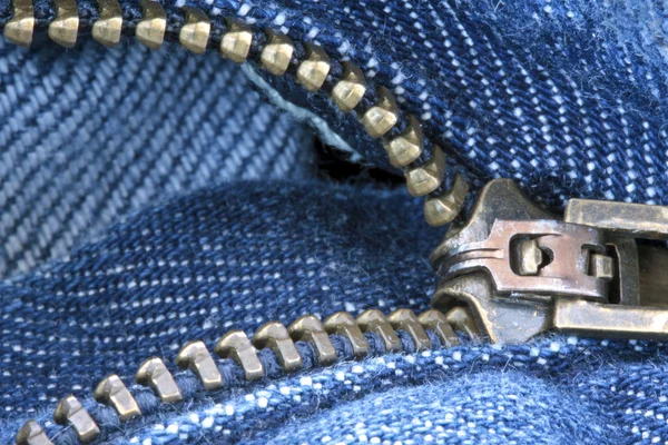 stock image Blue jeans zipper macro close up