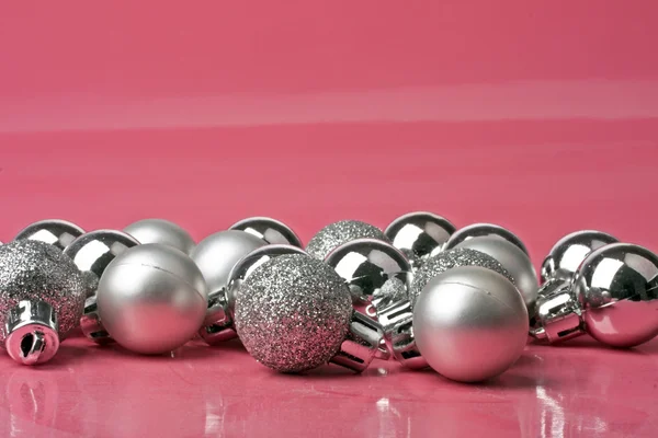 Silver christmas ornaments — Stock Photo, Image