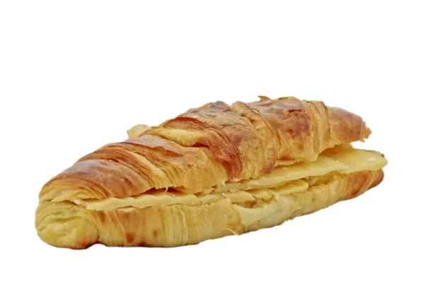 Croissant francês com queijo e manteiga — Fotografia de Stock