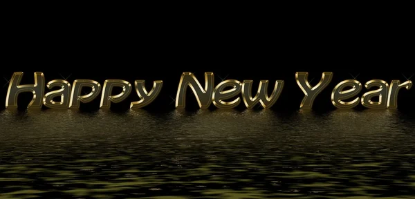 Mutlu yeni yıl altın harflerle — Stok fotoğraf