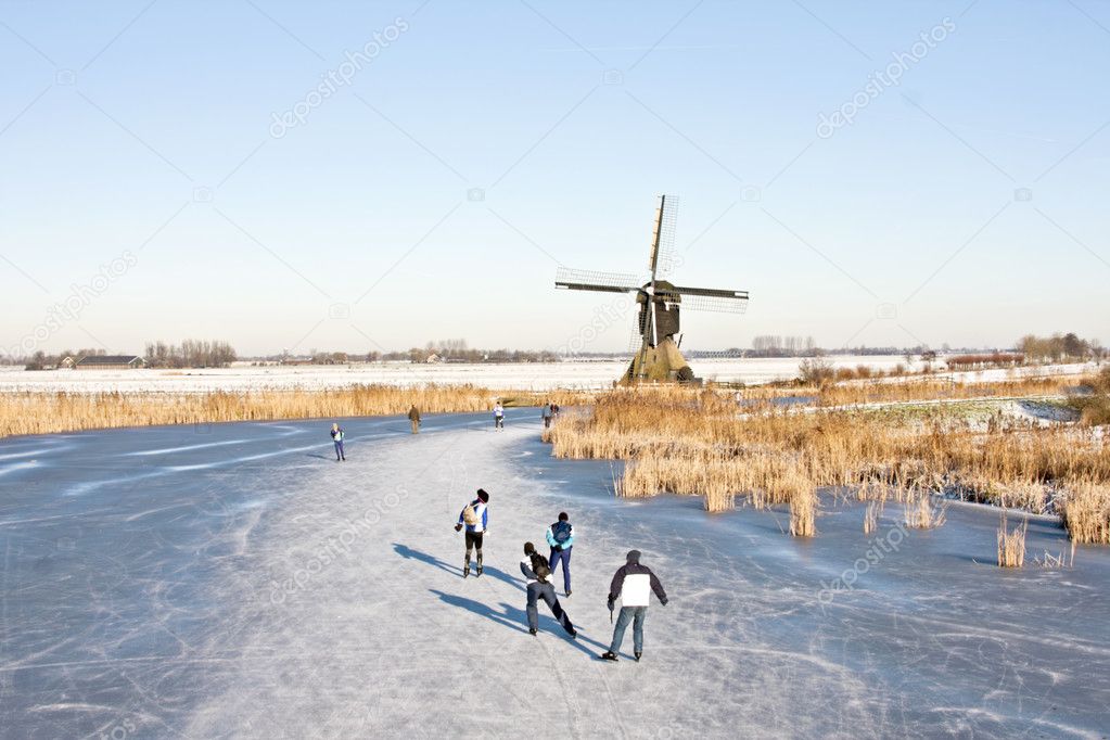Ice skating in the Netherlands — Stock Photo © nilaya 11483637