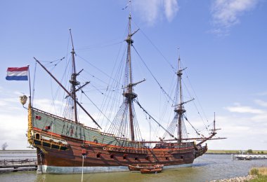 VOC ship in Amsterdam harbor Netherlands clipart