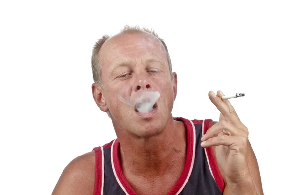 Adam sigarasını zevk — Stok fotoğraf