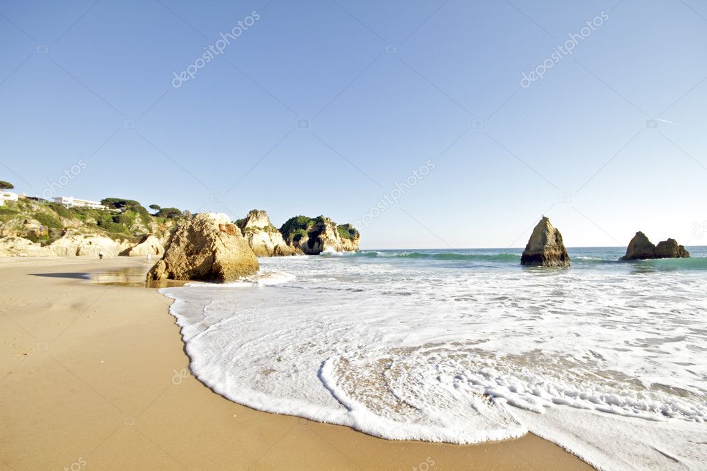 Rocky southcoast at Alvor in Portugal