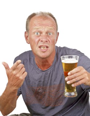 Man drinking a beer clipart