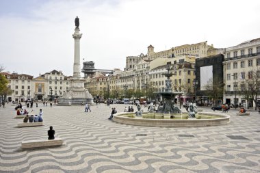 Square in Lisbon Portugal clipart
