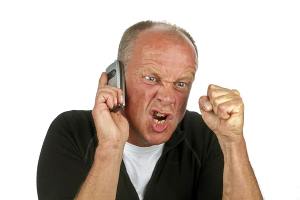 Θυμωμένος άνθρωπος στο τηλέφωνο — Φωτογραφία Αρχείου