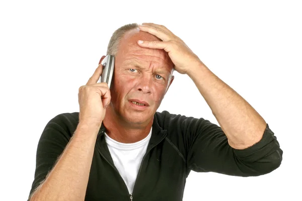 Verzweifelter Mann am Telefon — Stockfoto