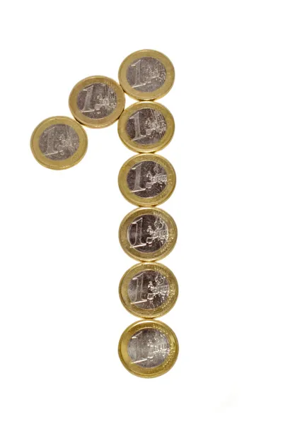 Figura 1 feita de moedas — Fotografia de Stock