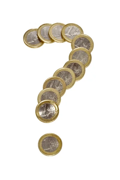 Знак вопроса из монет евро — стоковое фото
