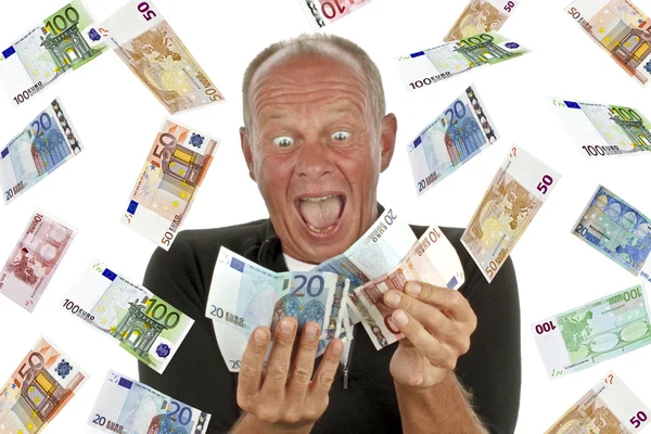 Hombre totalmente emocionado después de ganar la lotería — Foto de Stock