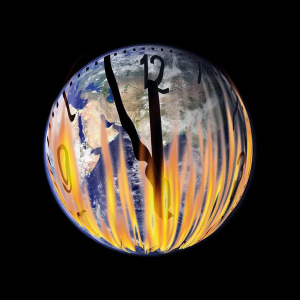 Klokka er fem på tolv, planeten brenner – stockfoto