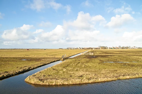 Široký pohled na venkově z Nizozemska — Stock fotografie