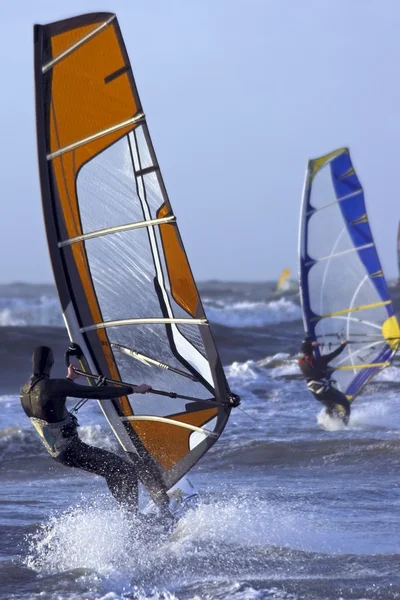 Windsurfer sufing op de Noordzee in Nederland — Stockfoto