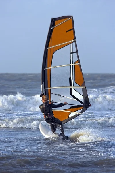 オランダで北海でウィンドサーファー sufing ください。 — ストック写真
