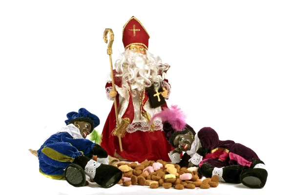 Papai Noel e dois preto Piets — Fotografia de Stock