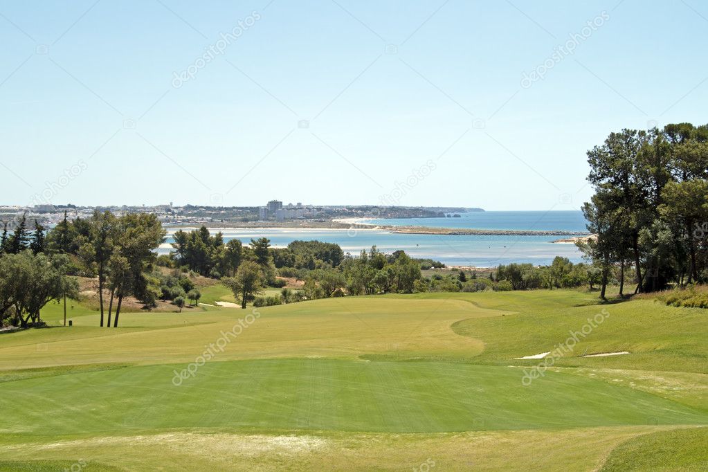 Landcape from a golf course and the atlantic ocean in Portuga