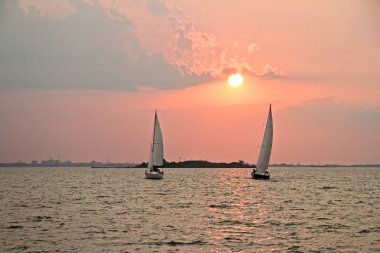 Sailing in the Netherlands at sunset