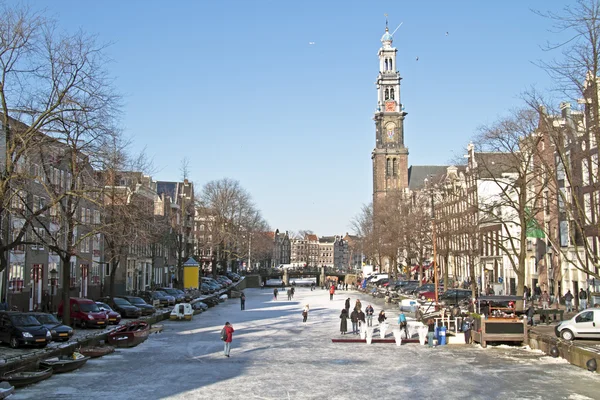 Vinter i amsterdam Nederländerna — Stockfoto
