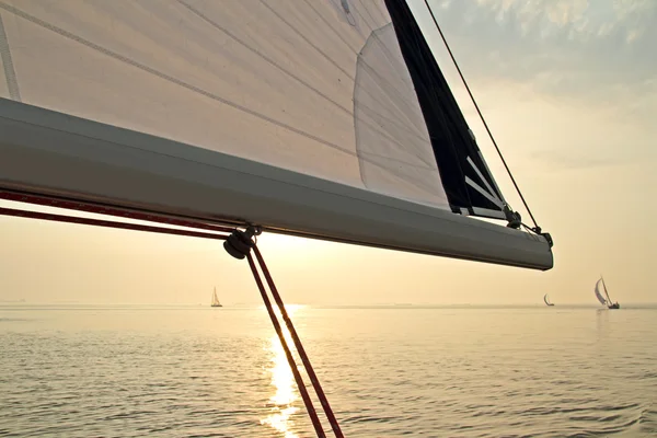 Sailing on the IJsselmeer at sunset in the Netherlands — Stock Photo, Image