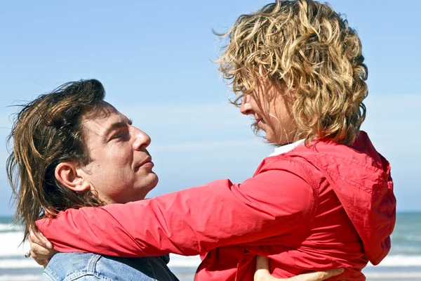 stock image Couple in love at the beach